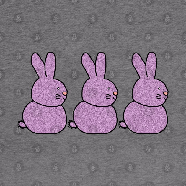 Three Purple Bunny Rabbits for Easter by ellenhenryart